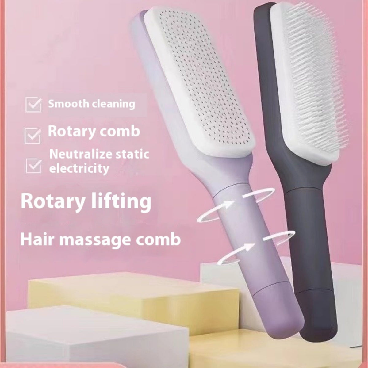 Rotating Anti-Tangle Cleaning Hair Comb